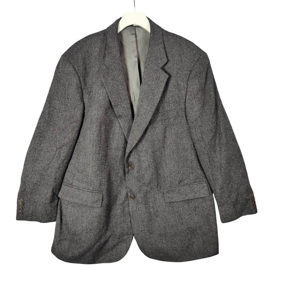 Brooks Brothers Mens Dark Academia Herringbone Blazer 46R Lambswool Sport Coat